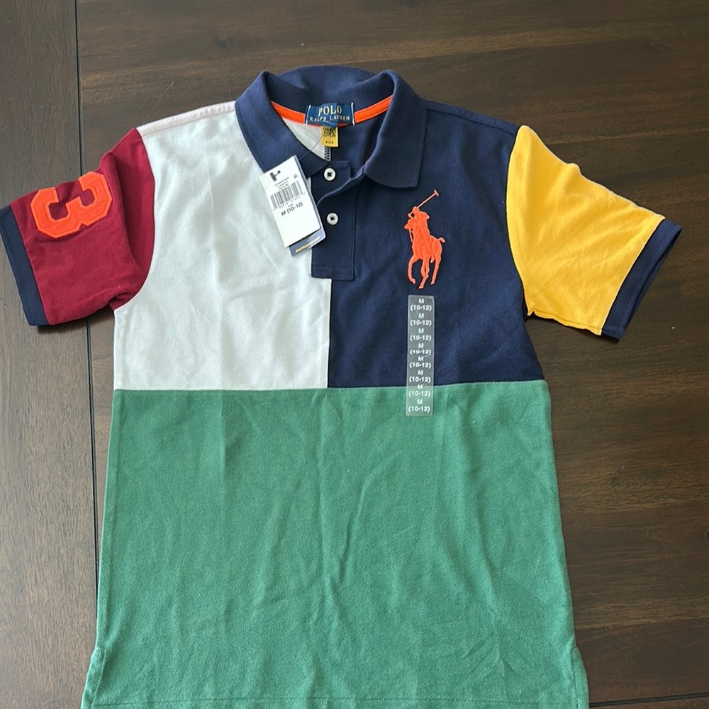 Polo by Ralph Lauren Red and White Colorblock Polo Shirt